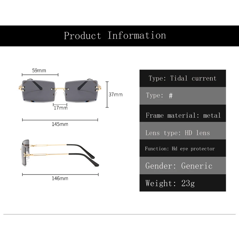 Солнцезащитные очки унисекс без оправы в стиле ледяных летних дней UV400 2 пары
