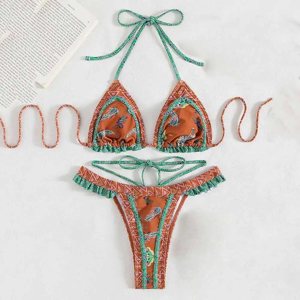 2 шт./компл. женский купальник 2022 комплект бикини в богемном стиле бюстгальтеры с