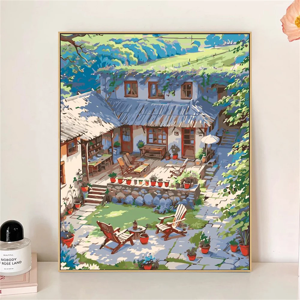 Набор для рисования по номерам на холсте взрослых ферма двор сделай сам Прямая