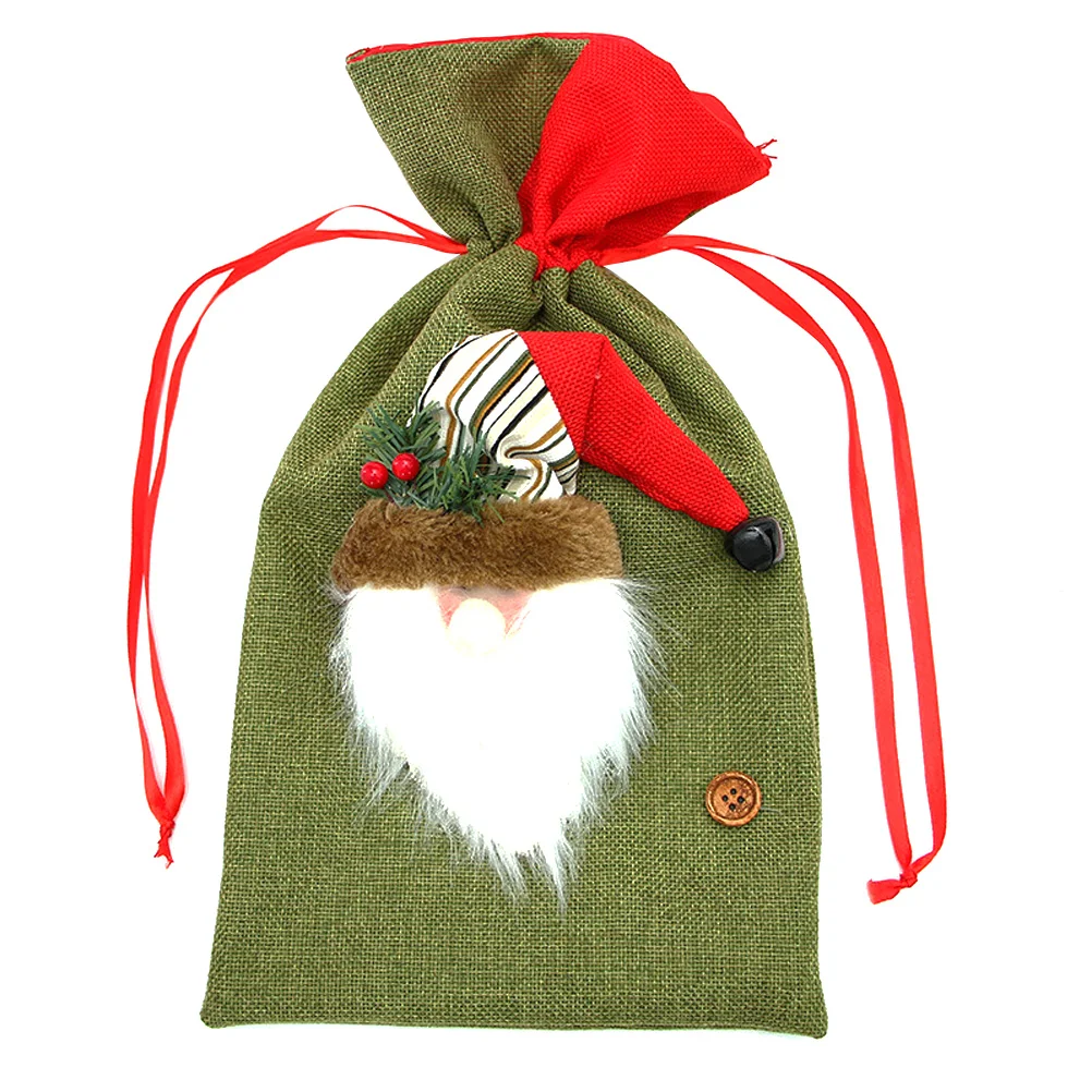 

1PC Christmas Gift Bags Candy Decorative Treat Bags Drawstring Pouches for Party Wedding
