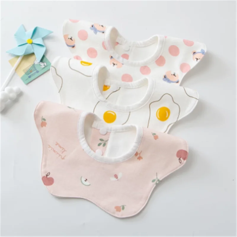 

1PC Newborn Baby Girl Boy Feeding Drool Bibs Waterproof Apron Saliva Towel 360 Degree Rotation Bandanas Burp Cloths Cotton Stuff