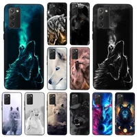 phone case for samsung s21 plus s20 fe s10 lite s9 snow wolf moon black soft shockproof cover for galaxy note 20 ultra 10 9 8