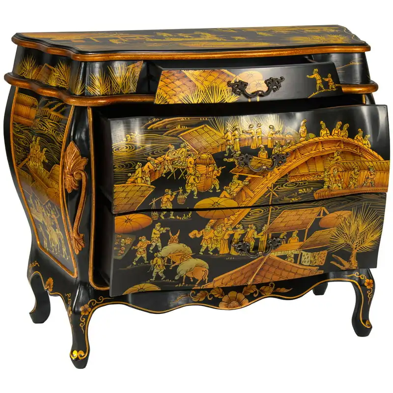 

Ming 30 Gallon Bombay Lacquer Wood Storage Chest, Black Howls moving castle topper cake Totoro music box Gifts for girlfriend Bi