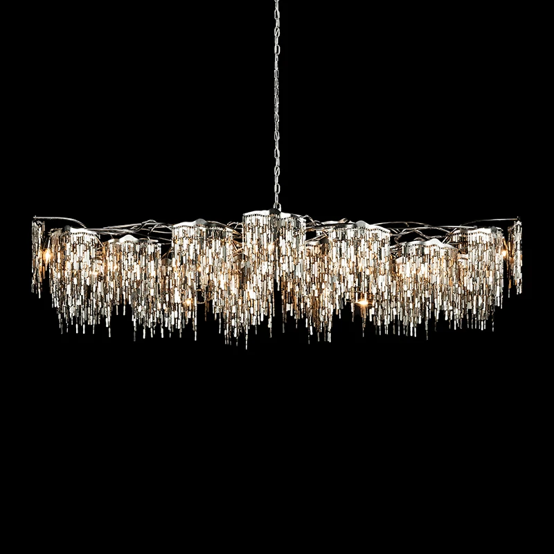 

Postmodern Luxury Crystal Stainless steel Chandelier lighting Restaurant Decor Hanging lights Dining room island Pendant lamps