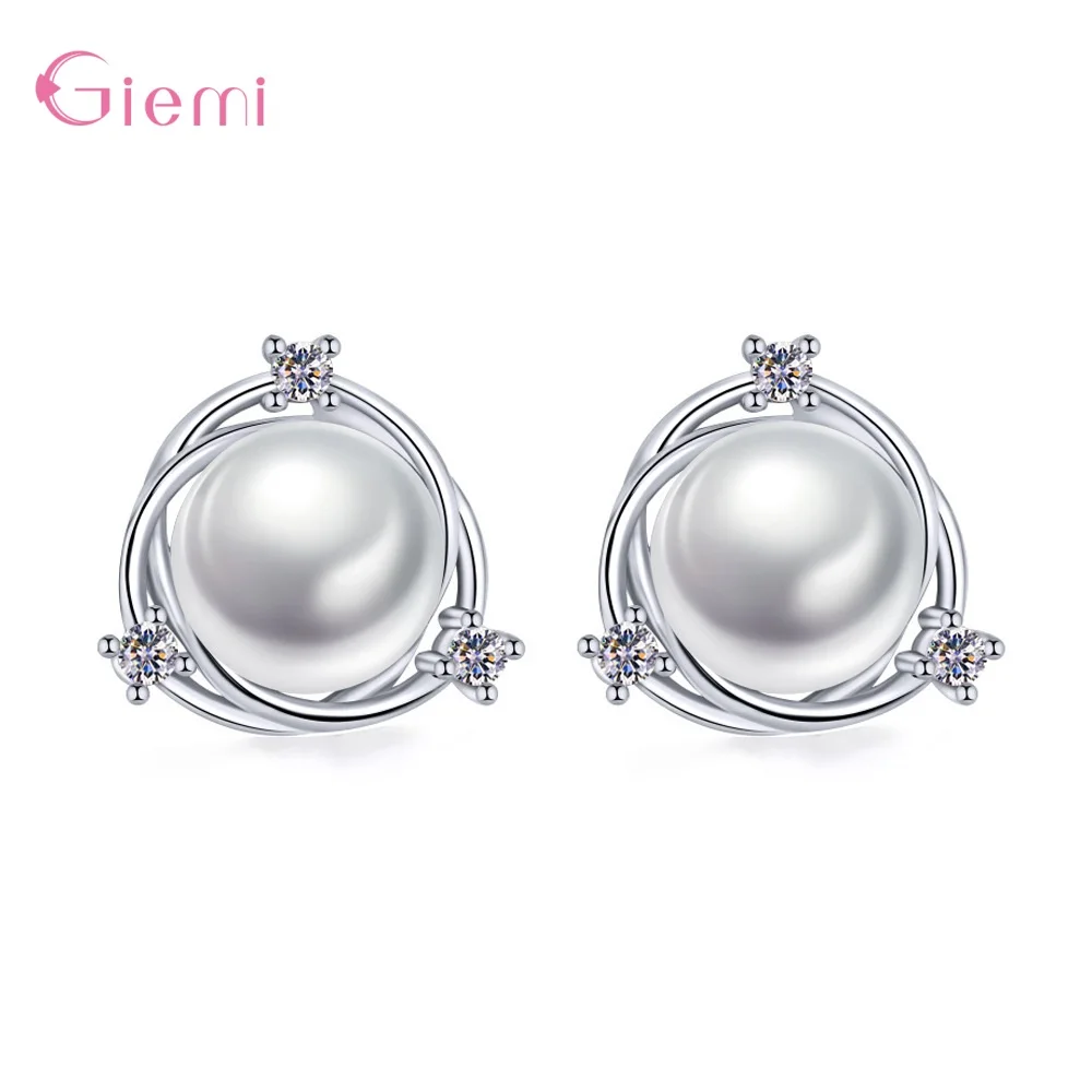 

New Sale 100% Authentic 925 Silver Fantastic Pearl Stud Earrings Fashion Jewelry For Women Wedding Earring Bijoux