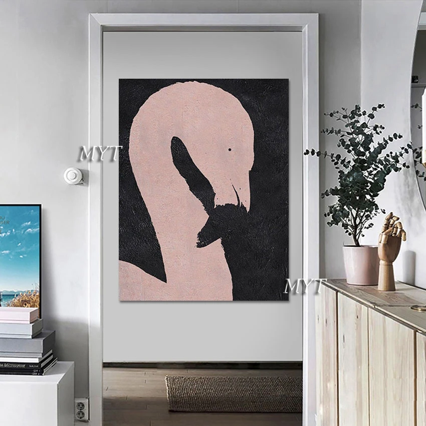 Простой Настенный декор с головой животного картина без рамки милый фламинго