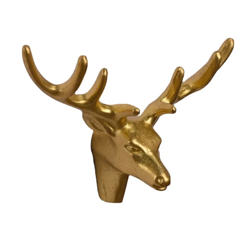 Creative Brass European Vintage Deer Head Handle Gold Drawer