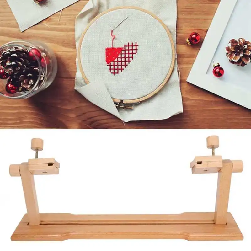 

Embroidery Hoop Stand Beech Wood Household Regulable Crossing Stitch Showcase Needlework Stand Lap Sewing Tools