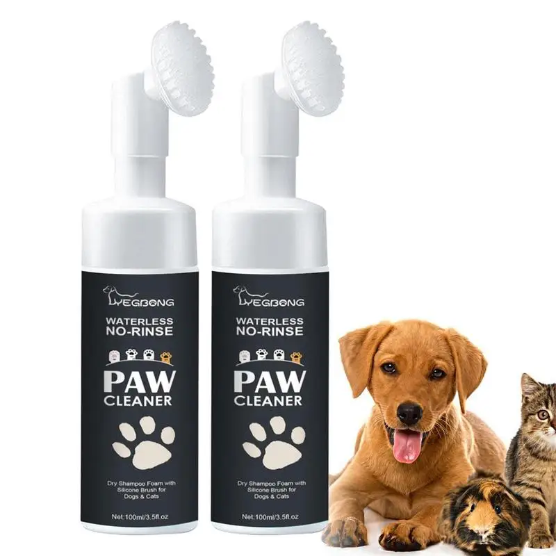 

Paw Cleaner For Dogs And Cats 2Pcs Natural & Waterless Dog Shampoo With Silicone Brush Natural Pet Paw Cleaner For Healthy Paws