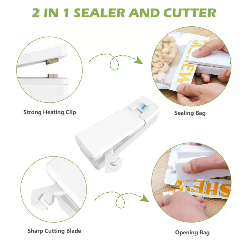 Portable Bag Heat Sealing Machine USB Plastic Packaging Storage Clip Mini Sealing Machine Sticker Sealing Food Snack Kitchen Tol enlarge