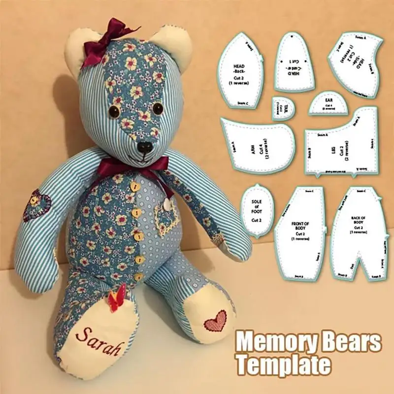 

Memory Bear Templates for Sewing | Patchwork Ruler Cutting Fabric Template | Memory Bear Sewing Pattern Acrylic Templates