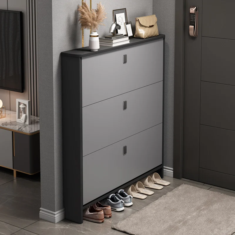 

Italian Light Luxury Shoe Organizer Ultra-thin Tipping Shoe Cabinet Home Porch Small Apartment Stand For Shoes