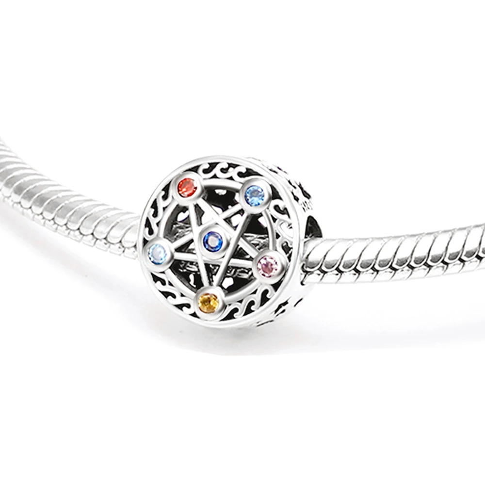 ChimS-Bracelet et collier en argent 925 pour femme, symboles de la personnalité, perles de charme en diamant, adapté au bricolage, personnalité exécutive, cadeau de fête