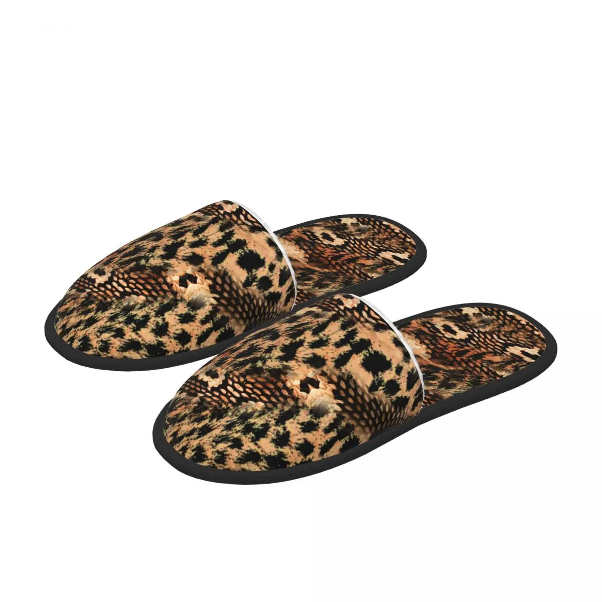 

Men Women Plush Indoor Slippers Cobra Snake Skin With Leopard Skin Warm Soft Shoes Home Footwear Autumn Winter 2023