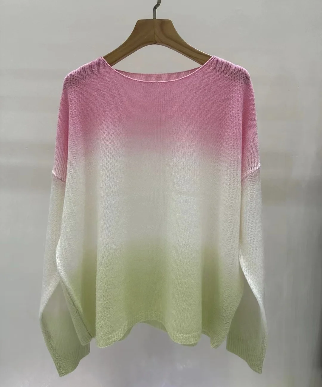 

2023 Autumn/Winter new, 100% cashmere, gradient color tie-dye extreme skinny pullover top,