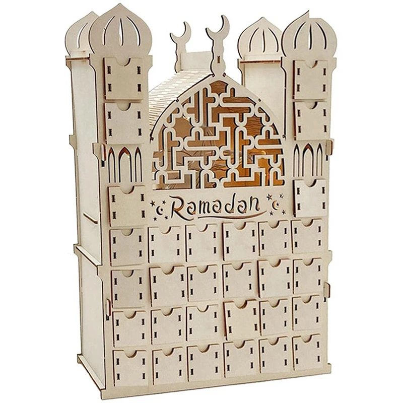 

3X Ramadan Advent Calendar, Wooden Reusable Advent Calendar With 30 Drawers, Eid Mubarak Decoration, Ramadan Calendar