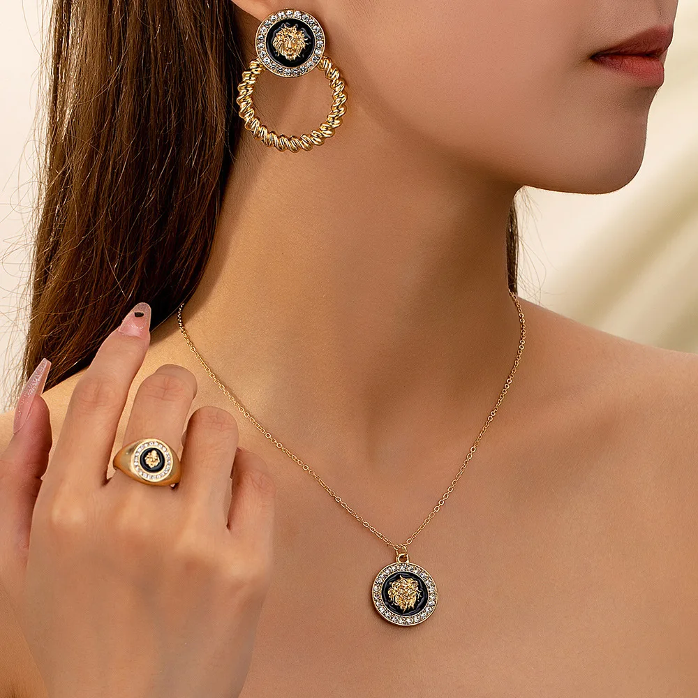 Комплект ювелирных изделий из 3 предметов для женщин модное ожерелье и серьги