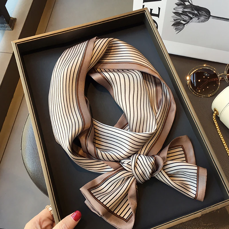 

spring Korean version of all-match women scarf silk hand-feel double-sided printing scarf thin section scarf 15x150cm