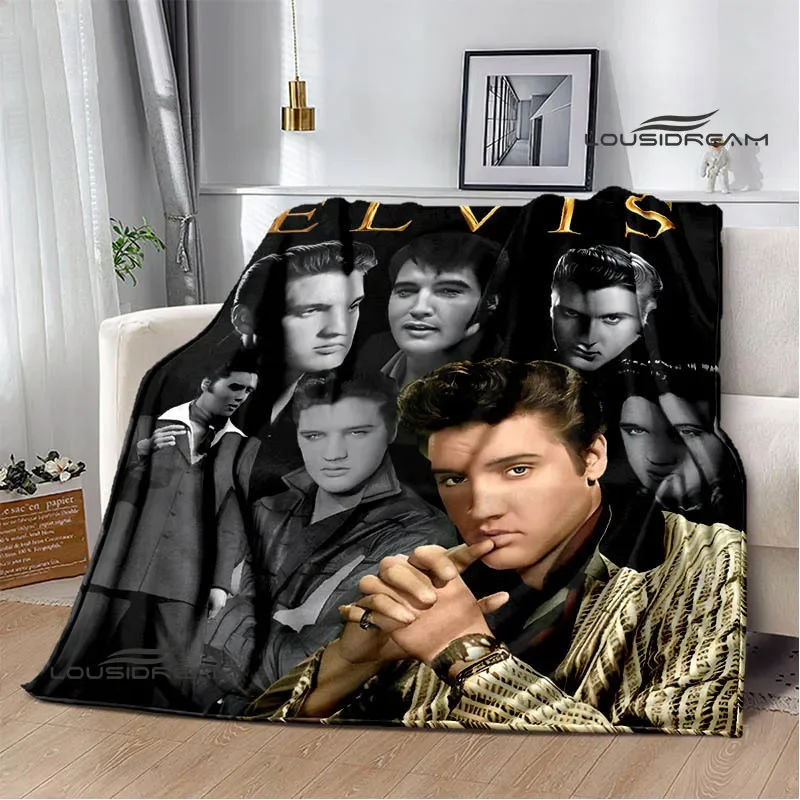 Фото Одеяло с принтом E-Elvis-Presley в стиле ретро, одеяла для кроватей, одеяла для пикника, фланцевое одеяло, мягкое и удобное одеяло, подарок на день рождения №4