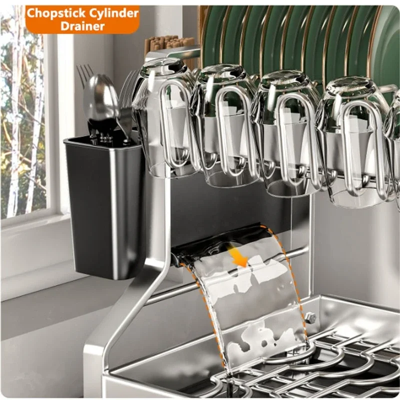 Кухонный органайзер 2-уровневая сушилка для посуды стеллаж хранения миски нож