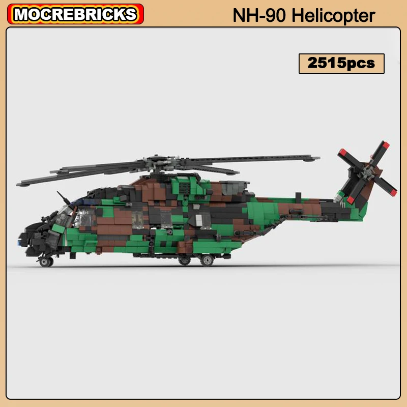 

MOC Building Blocks Military Plane Collector Kit UCS NH-90 Transport Aircraft DIY Assembly Model Technology Bricks Toy Gifts