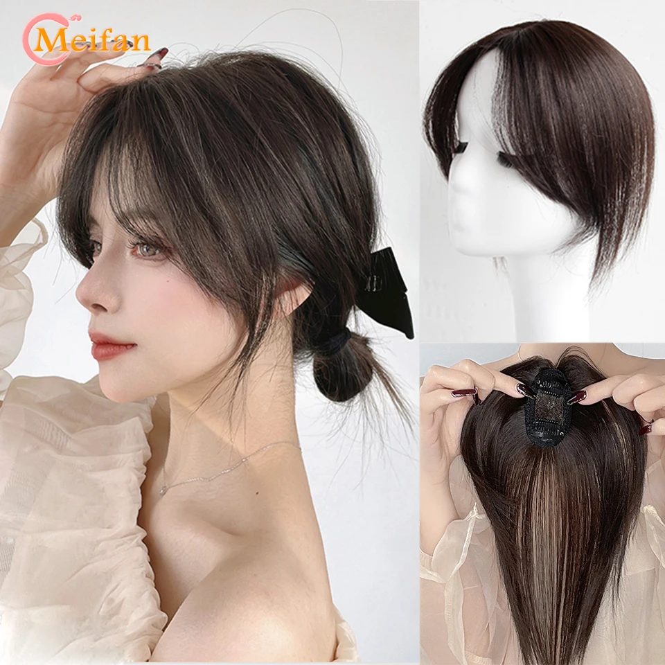 MEIFAN Synthetic False Bangs Clip-In Bangs Extension Natural Neat Fake Fringe Topper Hairpiece Invisible Clourse Hairpieces