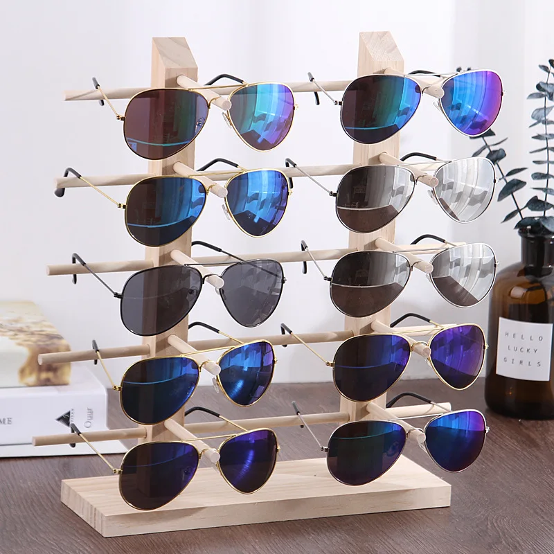 Solid Wood Glasses Display Stand Sunglasses Organizer Display Shelf Sunglasses Holder Swimming Gogges Glasses Stand Showcase