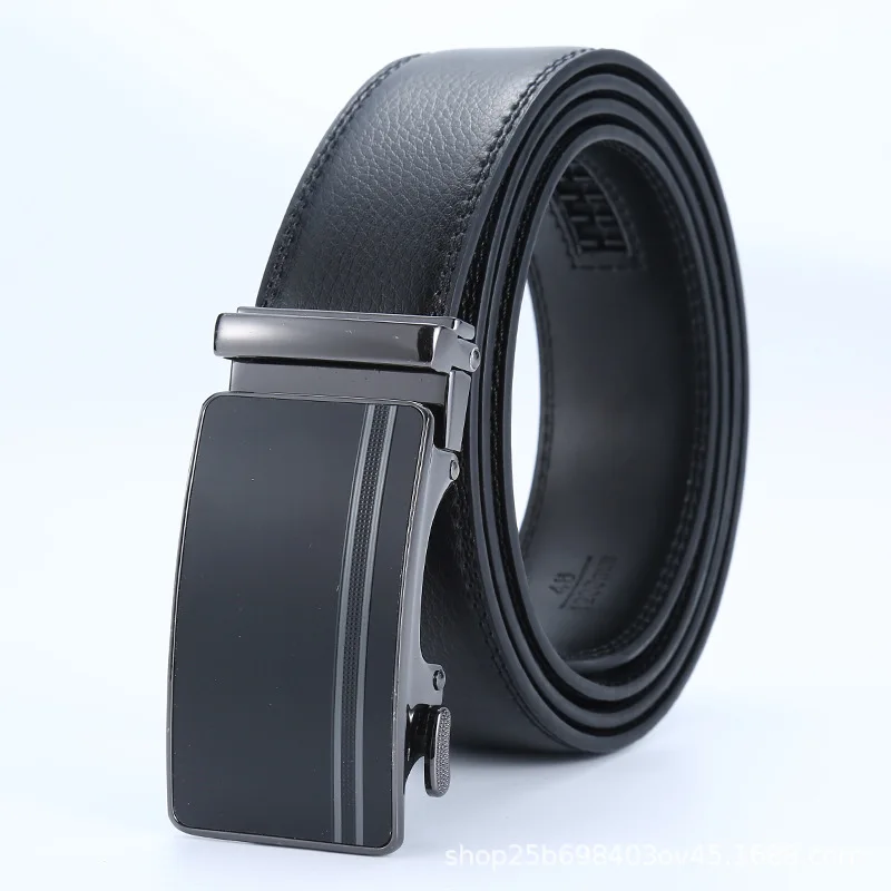 OIZEN Straight Supply Belt Men's Double-sided Cowhide Automatic Buckle Belt Men's Youth Simple And Versatile Jeans Belt