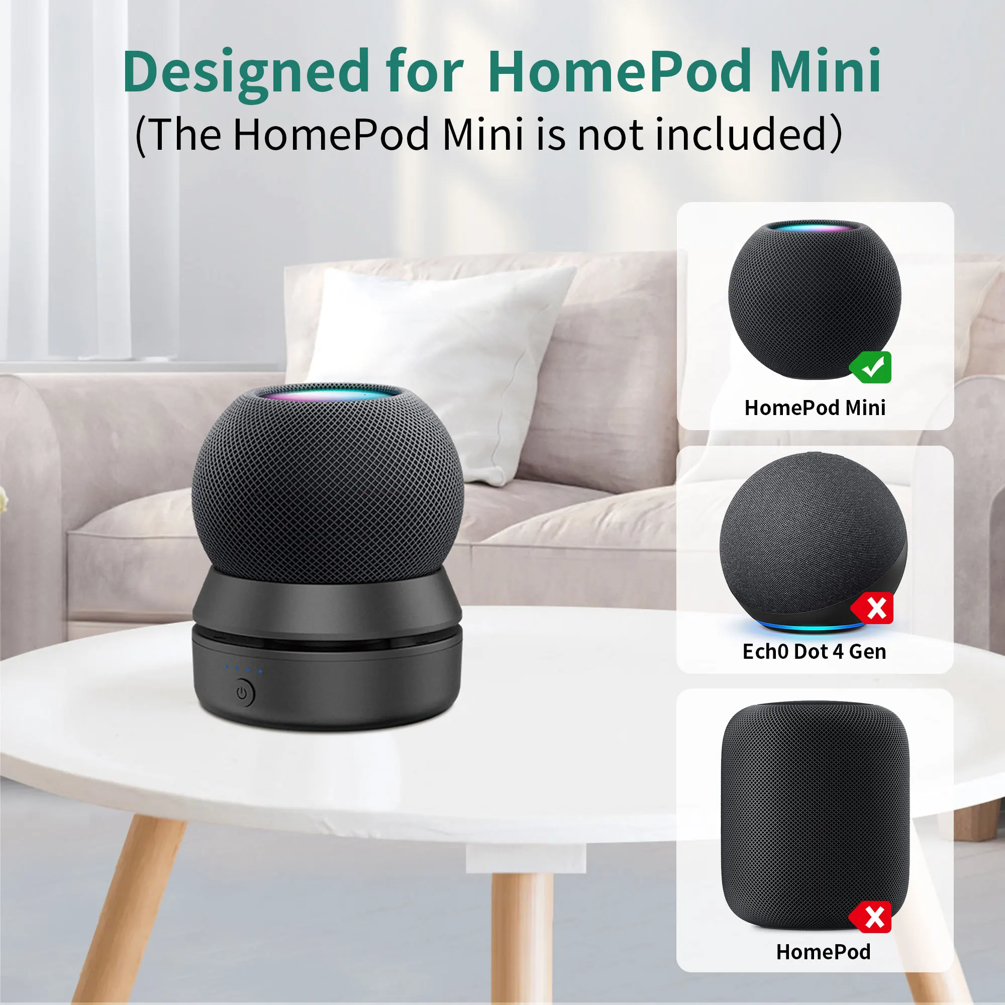 Портативное базовое крепление для батареи HomePod Mini 10000 мАч док-станция питания