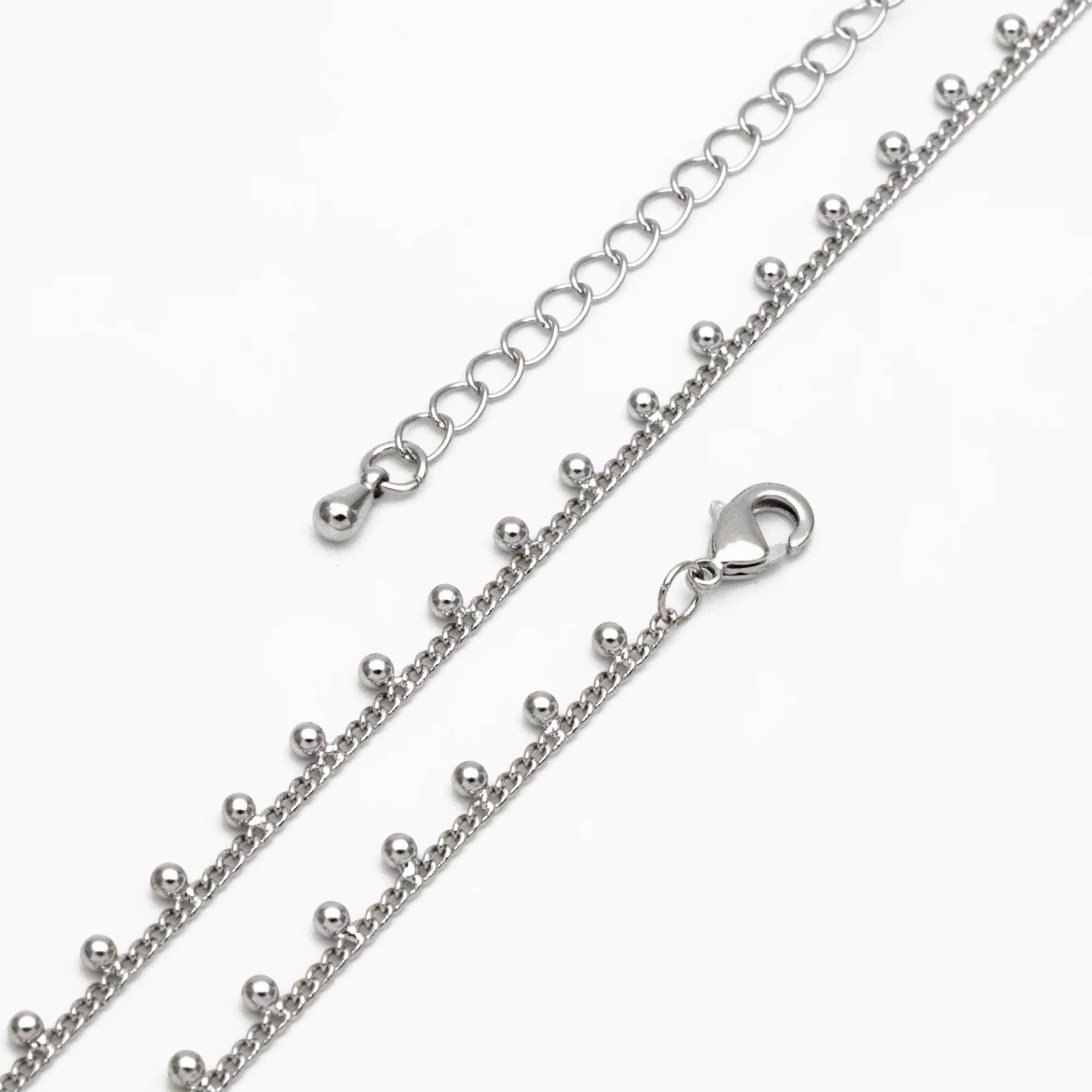 

Женская цепочка, готовый браслет/ожерелье с удлинительной цепочкой, готов к ношению (# серебряный тон, бусы)