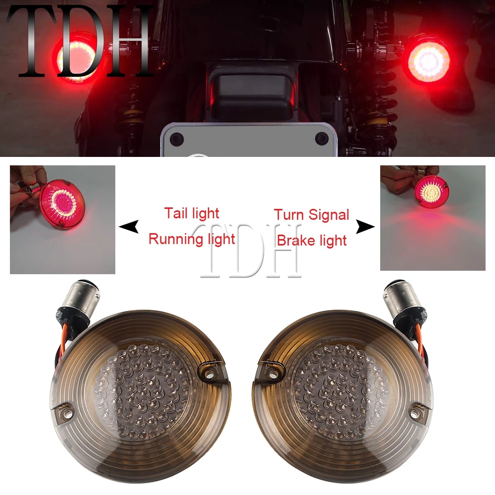 

3 1/4" LED Turn Signals For Harley Touring Electra Glide Road King Heritage Softail FLHT FLHR Flat 1157 Running Brake Lamp Light