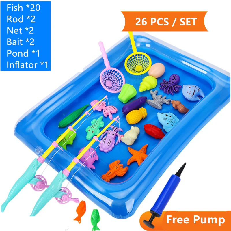 

Children's Fishing Toy Pool Set Magnetic Fishing Set Puzzle Fishing Rod Summer Outdoor Play With Water Toys For Children Gift
