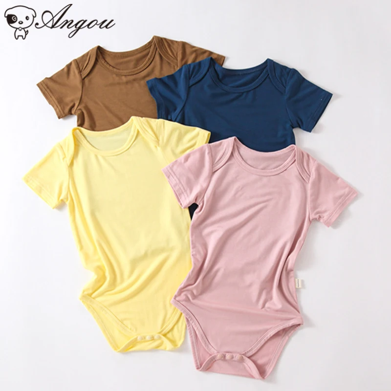 

Летний однотонный Комбинезон для маленьких мальчиков и девочек, комбинезон с короткими рукавами, мягкие комбинезоны, боди, одежда