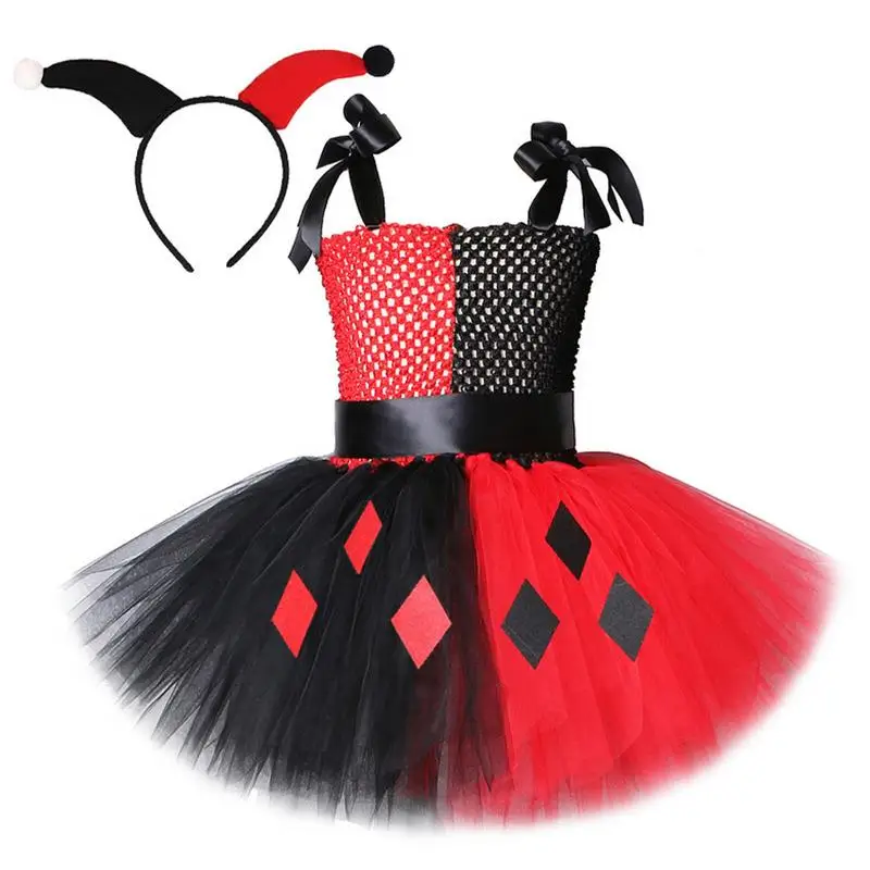 

Clown Costume Tutu Funny Tutu Dress For Girls With Hairband Halloween Clown Costume Clown Outfit For 3-8 Years Old Girl Toddler
