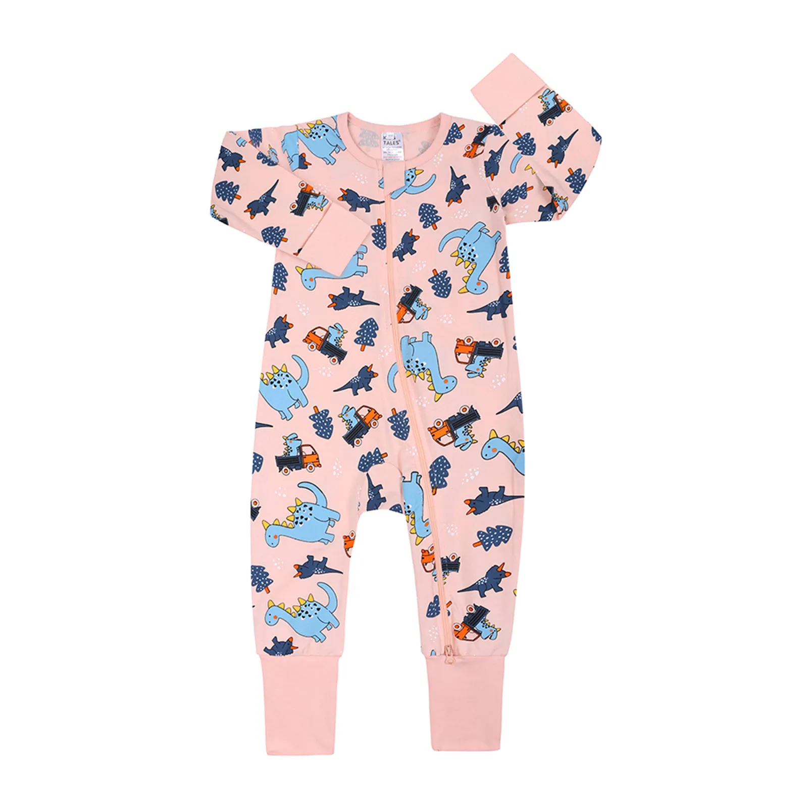 

Printed Pajamas Play Baby Cotton Outfits Front Romper Romper Girls Zip Clothing One-Piece Sleep Infant Preppy Baby Boy Clothes