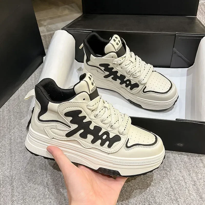 

Leather high top small white shoes female fashion ins new autumn muffin shoes female versatile casual sports shoes