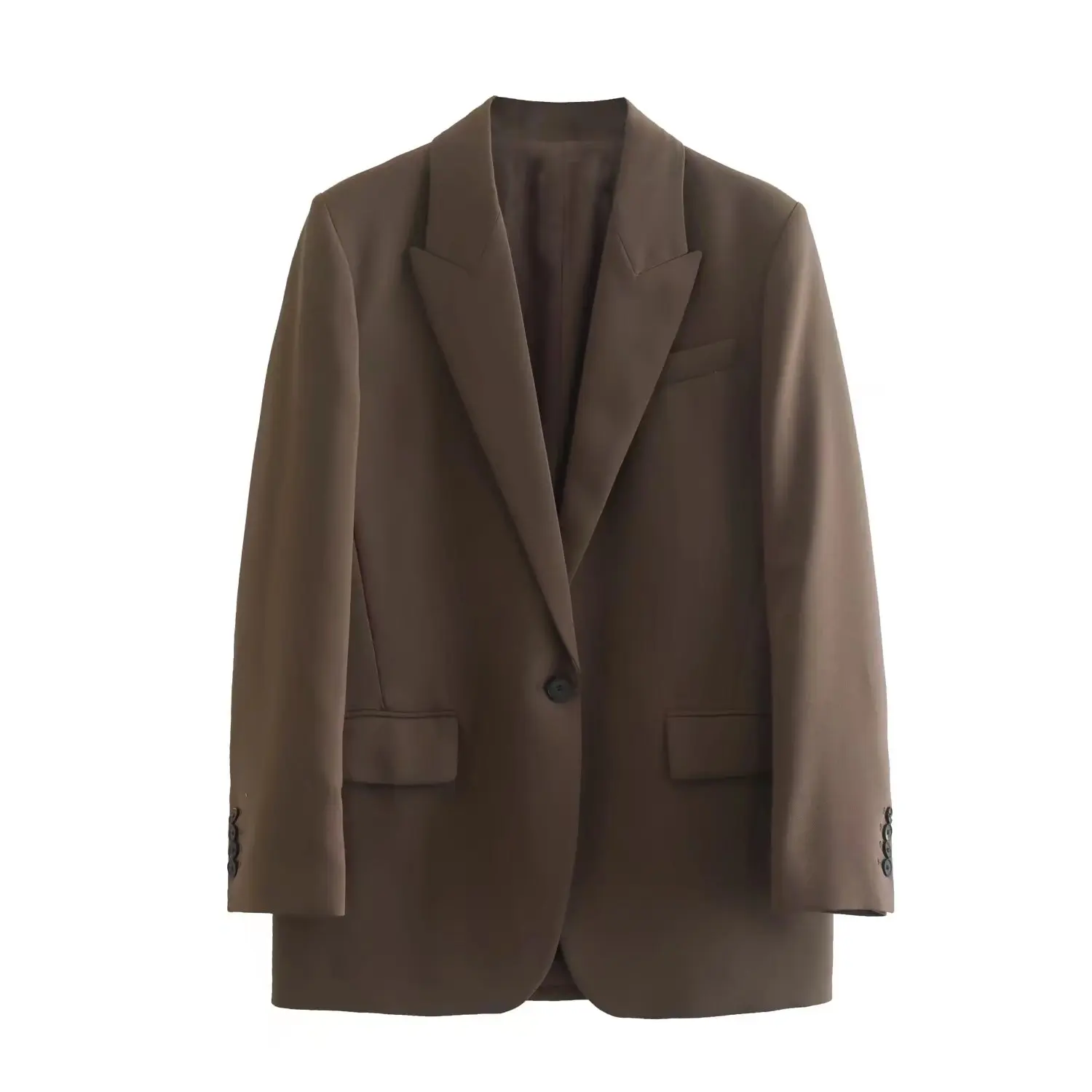 

WOMEN TRAF NEW 2022 Coats winter clothes Lapel Long Sleeve Pocket Suit Button Office Women's Jacket s Female Tops Jackets coats