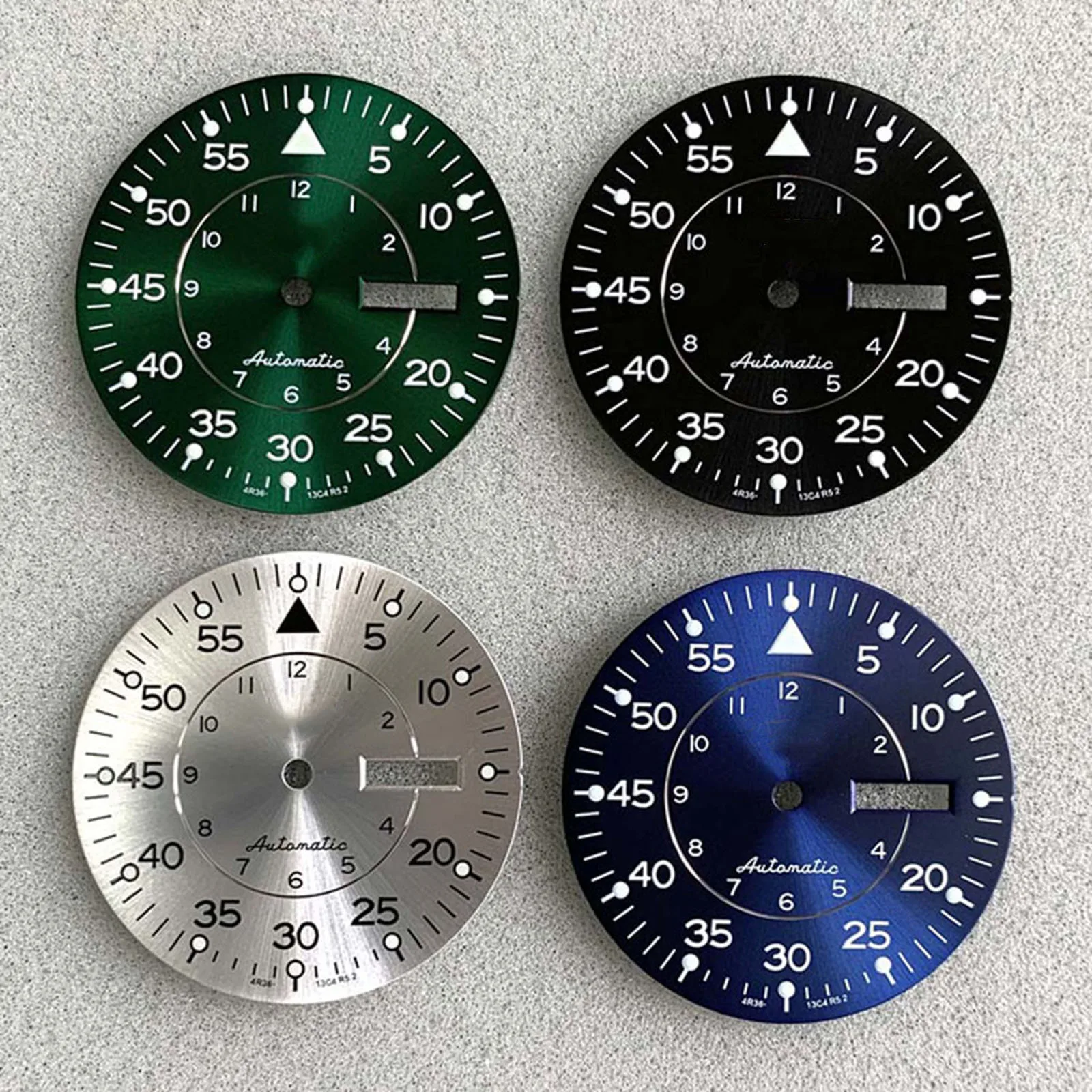 

NH35 Dial 33.5MM Black/Blue/Silver/Green Watch Faces Green Luminous Dial for NH35 NH36 4R36 Movement