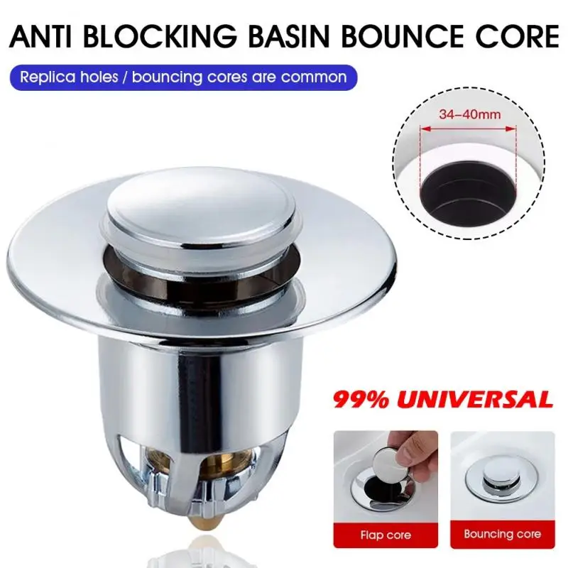 

Universal Copper -Up Bounce Core Basin Drain Filter Hair Catcher Deodorant Bath Stopper Kitchen Bathroom Tool