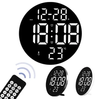 9inch round led digital wall clock modern design dual purpose temperature date display electronic alarm clock for living room