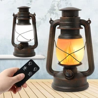 portable led vintage camping lantern flame pendant lamp battery powered dual mode knob switch outdoor garden decoration