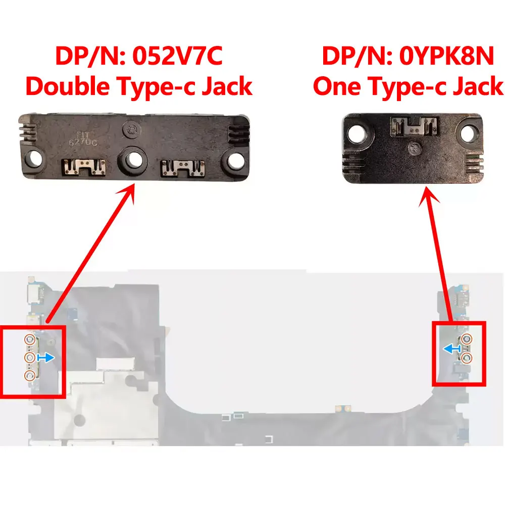 Фото Для ноутбуков Dell Pro Max 18 Plus MB18250, Pro3 14 P314260, Pro5 16 P516260, 13Plus, 14Plus: разъем USB-C Type-C (052V7C, 0YPK8N) №1