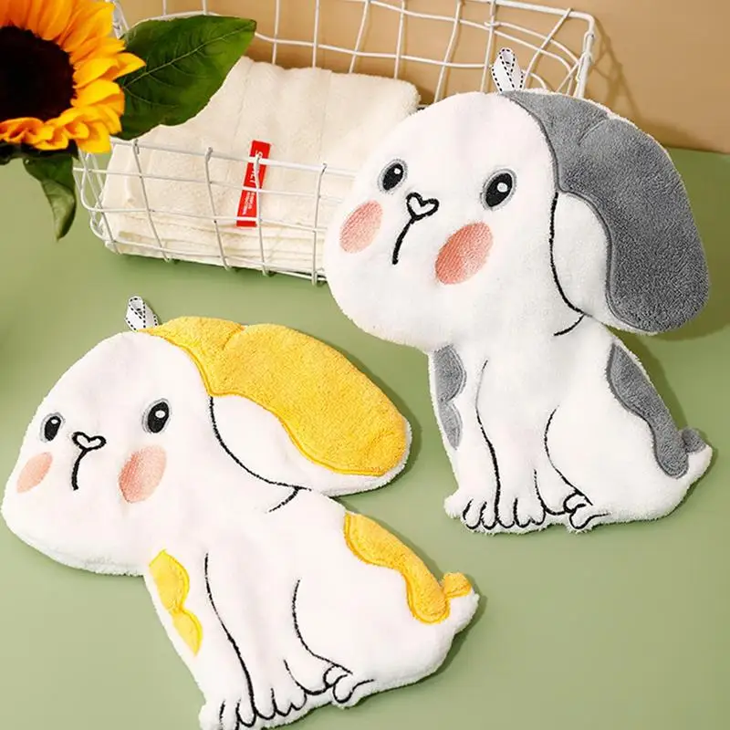 

New Designed Chic Bathing Towel Cute Cartoon Absorbent Hand Towel Non-shedding Hanging Dog Wipe Towel Soft Kids Hand Towels