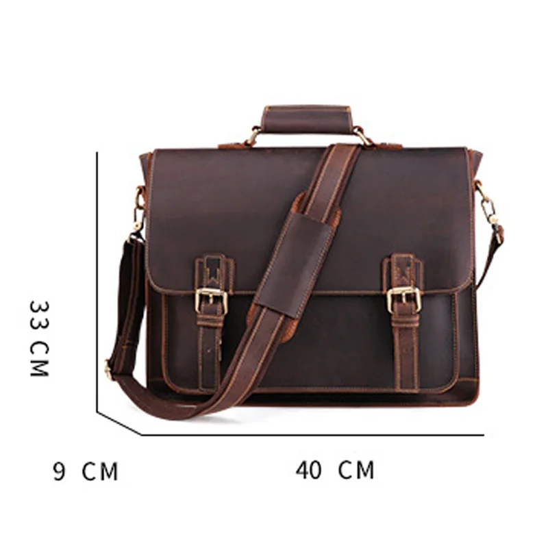 Портфель AETOO мужской кожаный, сумка для компьютера 15,6 дюйма в деловом стиле ретро, многофункциональная сумочка из кожи Крейзи Хорс