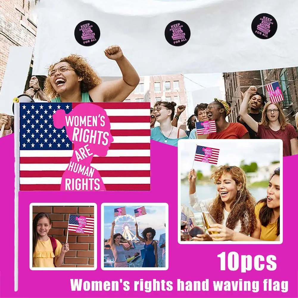 

10pcs Hand Held Flags With Poles For Women's Rights Hand Waving Flags