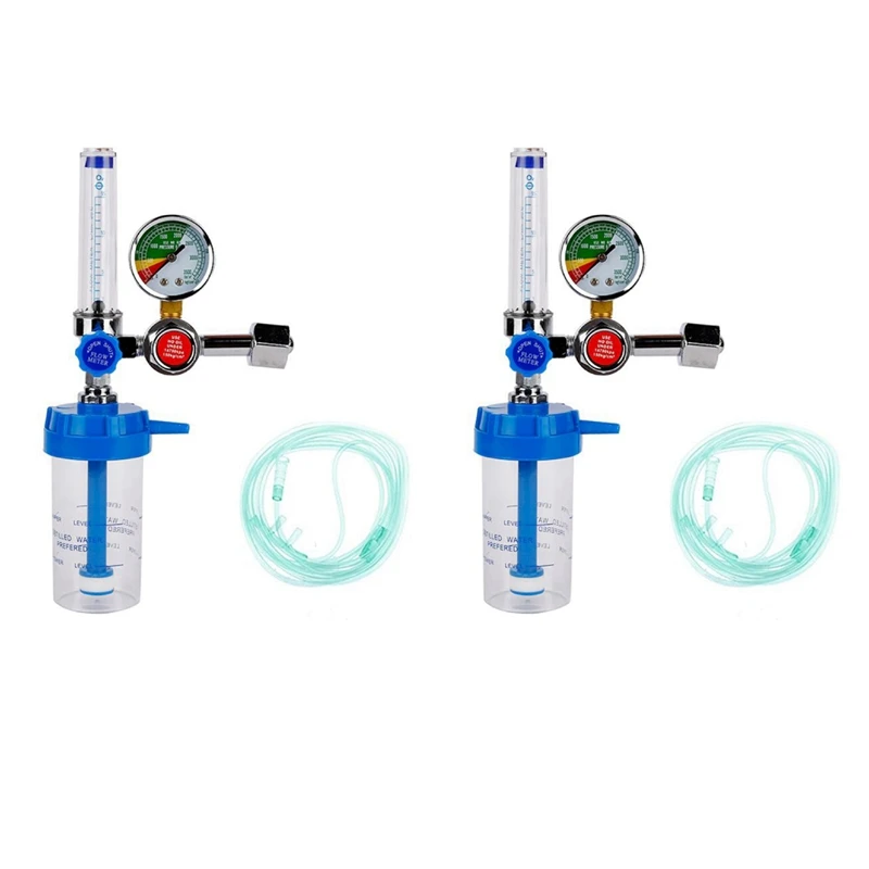 

2X 0-100Mpa Oxygen Pressure Regulator Inhalator Gauge Pressure Reducing Valve G5/8 Inch Absorber Buoy Type Inhalator
