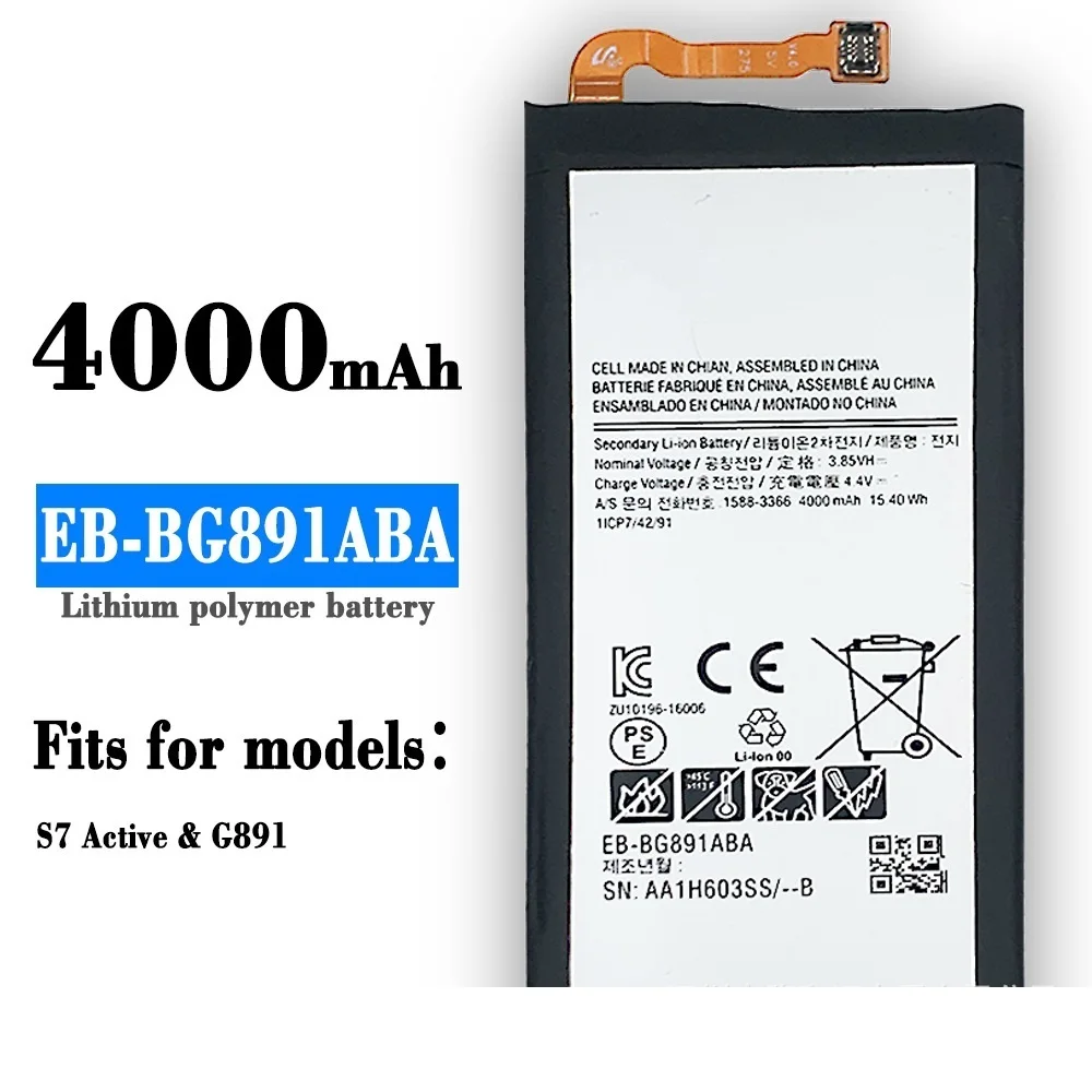 

Оригинальная Аккумуляторная батарея для Samsung GALAXY S7, Active EB-BG891ABA G891F G891A G891L G891 G891V 4000 мАч, перезаряжаемая батарея + инструмент