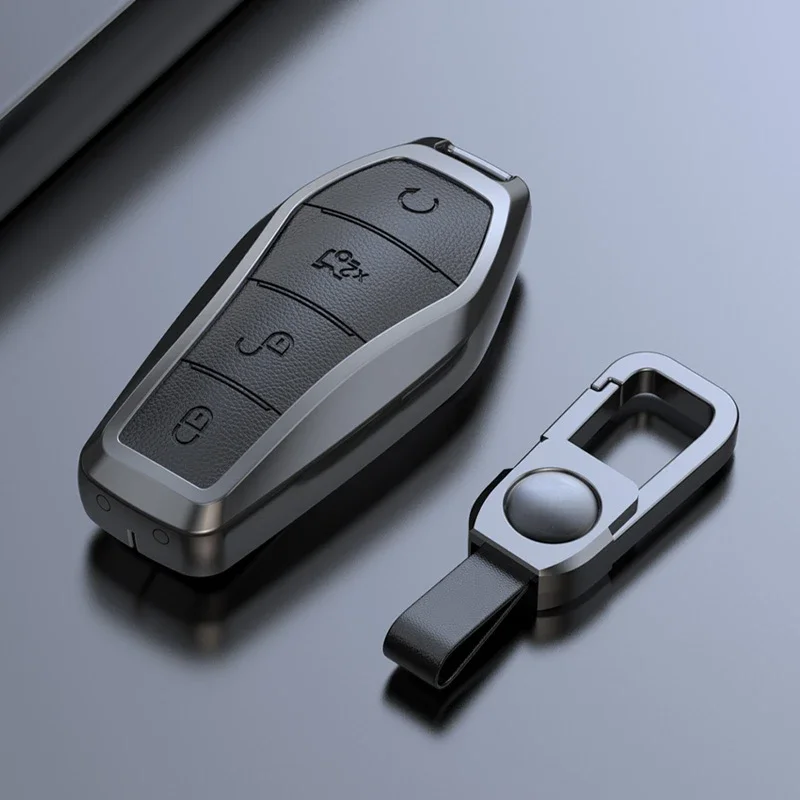 

Для BYD Han Song Plus Pro EV DMI 2021 2022 2023 2024 простой стиль ручной работы из цинкового сплава + кожаный чехол для дистанционного ключа автомобиля