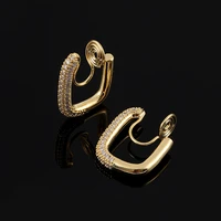 2022 vintage real gold plating geometric metal hoop mosquito coil clip on earrings for women minimalist non pierced ear clips