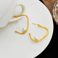 statement irregular cc stud earrings jewelry for women pearl piercing aesthetic woman earring accessories bijouterie female gift